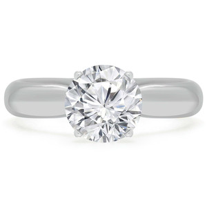 Round Lab Created Diamond Pinched Cathedral Solitaire Engagement Ring in White Gold (MVSLG1037-W)