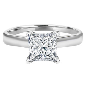 Princess Lab Created Diamond Cathedral V-Prong Solitaire Engagement Ring in White Gold (MVSLG1040-W)