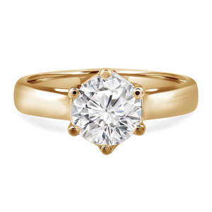 Round Lab Created Diamond Cathedral Trellis 6-Prong Solitaire Engagement Ring in Yellow Gold (MVSLG1041-Y)