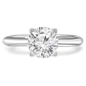 Round Lab Created Diamond Tapered Knife Edge Cathedral Solitaire Engagement Ring in White Gold (MVSLG1044-W)