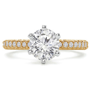 Round Lab Created Diamond High Set 6-Prong Solitaire with Accents Engagement Ring in Yellow Gold (MVSLG1052-Y)