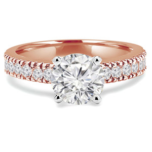 Round Lab Created Diamond Solitaire with Accents Engagement Ring in Rose Gold (MVSLG1058-R)