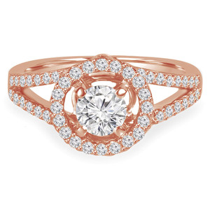 Round Lab Created Diamond Split-Shank Round Halo Engagement Ring in Rose Gold (MVSLG1088-R)