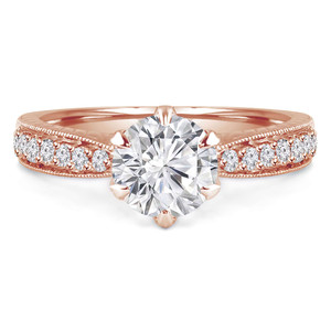 Round Lab Created Diamond Vintage Cathedral Solitaire with Accents Engagement Ring in Rose Gold (MVSLG1092-R)