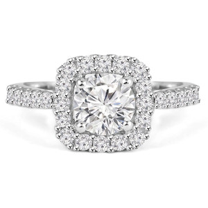 Round Lab Created Diamond Cathedral Cushion Halo Engagement Ring in White Gold (MVSLG1098-W)