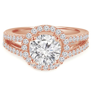 Round Lab Created Diamond Split-Shank Round Halo Engagement Ring in Rose Gold (MVSLG1100-R)