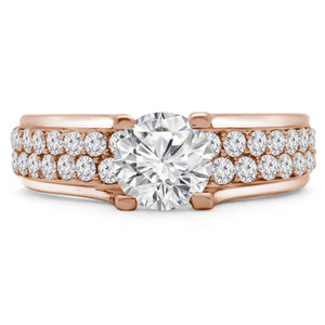 Round Lab Created Diamond Two-Row Solitaire with Accents Engagement Ring in Rose Gold (MVSLG1105-R)