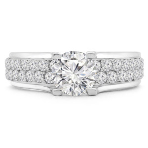 Round Lab Created Diamond Two-Row Solitaire with Accents Engagement Ring in White Gold (MVSLG1105-W)