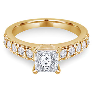 Princess Lab Created Diamond Solitaire with Accents Engagement Ring in Yellow Gold (MVSLG1130-Y)