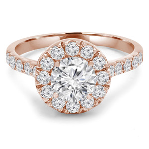 Round Lab Created Diamond Cathedral Round Halo Engagement Ring in Rose Gold (MVSLG1133-R)