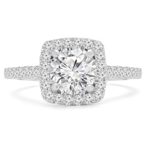 Round Lab Created Diamond Cushion Halo Engagement Ring in White Gold (MVSLG1148-W)