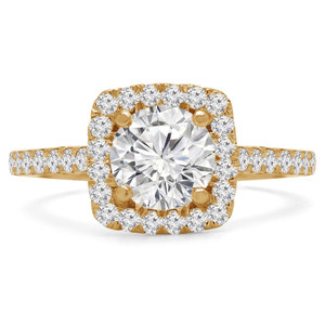 Round Lab Created Diamond Cushion Halo Engagement Ring in Yellow Gold (MVSLG1148-Y)