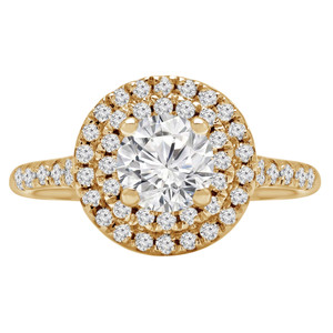 Round Lab Created Diamond Cathedral Double Round Halo Engagement Ring in Yellow Gold (MVSLG1160-Y)