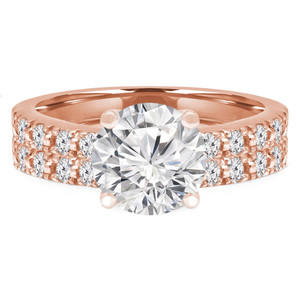 Round Lab Created Diamond Solitaire with Accents Engagement Ring and Wedding Band Set Ring in Rose Gold (MVSLG1167-R)