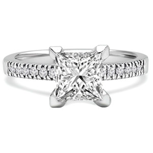 Princess Lab Created Diamond Solitaire with Accents Engagement Ring in White Gold (MVSLG1174-W)