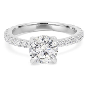 Round Lab Created Diamond Hidden Halo Solitaire with Accents Engagement Ring in White Gold (MVSLG1179-W)