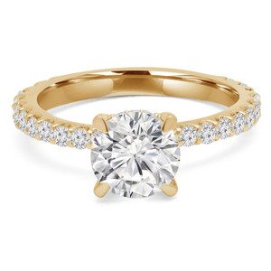 Round Lab Created Diamond Hidden Halo Solitaire with Accents Engagement Ring in Yellow Gold (MVSLG1179-Y)