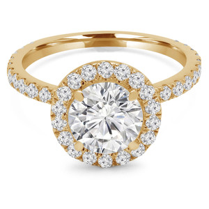 Round Lab Created Diamond Diamond Bridge Round Halo Engagement Ring in Yellow Gold (MVSLG1183-Y)
