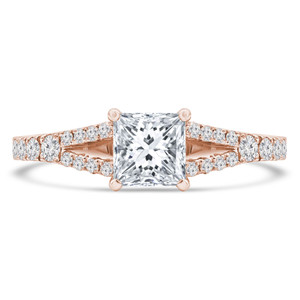 Princess Lab Created Diamond Split-Shank Cathedral Solitaire with Accents Engagement Ring in Rose Gold (MVSLG1185-R)