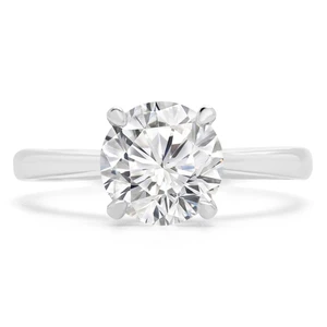 Round Lab Created Diamond Tapered Cathedral Solitaire Engagement Ring in White Gold (MVSLG1189-W)