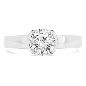 Round Lab Created Diamond Tension Set Solitaire Engagement Ring in White Gold (MVSLG1192-W)