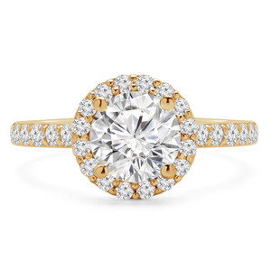 Round Lab Created Diamond Cathedral Open Bridge Round Halo Engagement Ring in Yellow Gold (MVSLG1199-Y)
