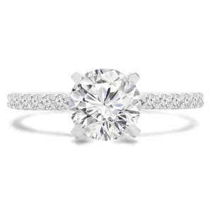 Round Lab Created Diamond Cathedral Solitaire with Accents Engagement Ring in White Gold (MVSLG1200-W)
