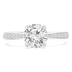 Round Lab Created Diamond Tapered Cathedral Solitaire with Accents Engagement Ring in White Gold (MVSLG1202-W)