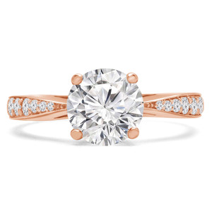 Round Lab Created Diamond Tapered Cathedral Solitaire with Accents Engagement Ring in Rose Gold (MVSLG1207-R)