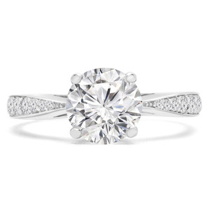 Round Lab Created Diamond Tapered Cathedral Solitaire with Accents Engagement Ring in White Gold (MVSLG1207-W)