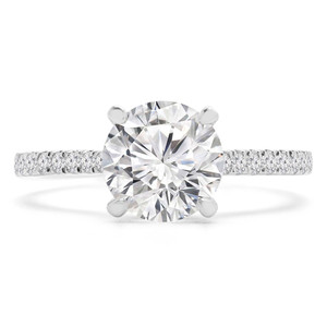 Round Lab Created Diamond Cathedral Solitaire with Accents Engagement Ring in White Gold (MVSLG1213-W)