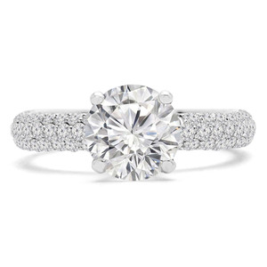 Round Lab Created Diamond Three-Row Solitaire with Accents Engagement Ring in White Gold (MVSLG1222-W)