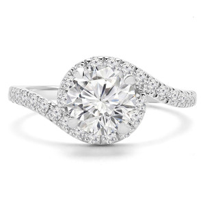 Round Lab Created Diamond Bypass Halo Engagement Ring in White Gold (MVSLG1224-W)