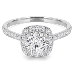 Round Lab Created Diamond Cathedral Cushion Halo Engagement Ring in White Gold (MVSLG1228-W)