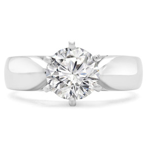 Round Lab Created Diamond Pinched Cathedral 6-Prong Solitaire Engagement Ring in White Gold (MVSLG1230-W)
