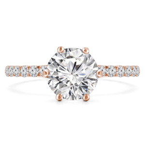 Round Lab Created Diamond 6-Prong Solitaire with Accents Engagement Ring in Rose Gold (MVSLG1233-R)
