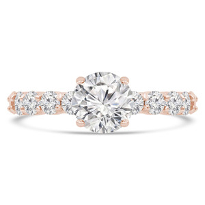 Round Lab Created Diamond Shared Prong Solitaire with Accents Engagement Ring in Rose Gold (MVSLG1251-R)