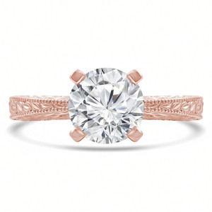 Round Lab Created Diamond Vintage Tapered Solitaire Engagement Ring in Rose Gold (MVSLG1253-R)