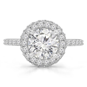 Round Lab Created Diamond High Set Rollover Halo Engagement Ring in White Gold with Accents (MVSLG1257-W)