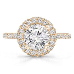 Round Lab Created Diamond High Set Rollover Halo Engagement Ring in Yellow Gold with Accents (MVSLG1257-Y)