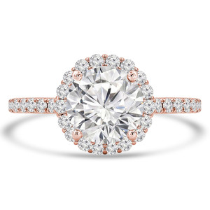 Round Lab Created Diamond Cathedral Halo Engagement Ring in Rose Gold with Accents (MVSLG1261-R)