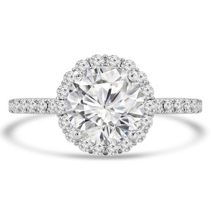 Round Lab Created Diamond Cathedral Halo Engagement Ring in White Gold with Accents (MVSLG1261-W)