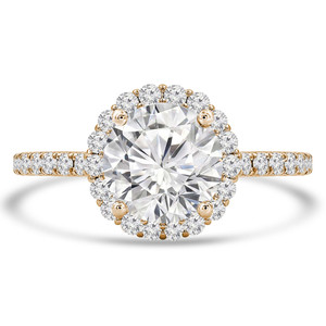 Round Lab Created Diamond Cathedral Halo Engagement Ring in Yellow Gold with Accents (MVSLG1261-Y)