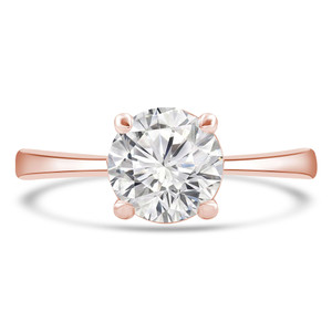 Round Lab Created Diamond Tapered Solitaire Engagement Ring in Rose Gold (MVSLG1268-R)
