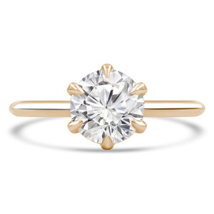 Round Lab Created Diamond 6-Prong Knife Edge Solitaire Engagement Ring in Yellow Gold (MVSLG1282-Y)