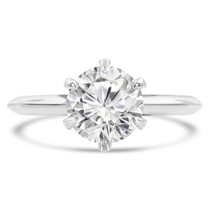 Round Lab Created Diamond 6-Prong Knife Edge Solitaire Engagement Ring in White Gold (MVSLG1284-W)
