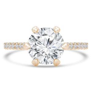 Round Lab Created Diamond 6-Prong Cathedral Diamond Bridge and Prongs Solitaire with Accents Engagement Ring in Yellow Gold (MVSLG1288-Y)