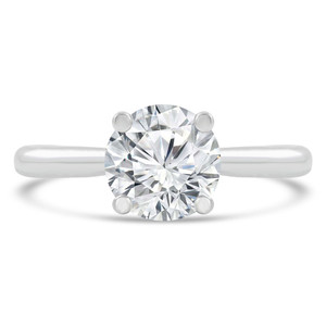 Round Lab Created Diamond Cathedral Diamond Bridge Hidden Halo Solitaire with Accents Engagement Ring in White Gold (MVSLG1290-W)