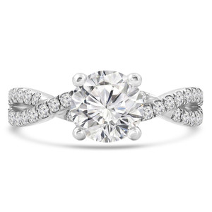 Round Lab Created Diamond Twisted Solitaire with Accents Engagement Ring in White Gold (MVSLG1292-W)