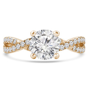 Round Lab Created Diamond Twisted Solitaire with Accents Engagement Ring in Yellow Gold (MVSLG1292-Y)